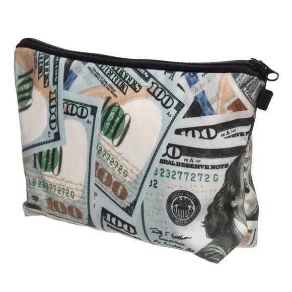 Womens NEW Green Money Print Cosmetic Bag/Tarot Clutch/Mini Purse, OS - Picture 1 of 8